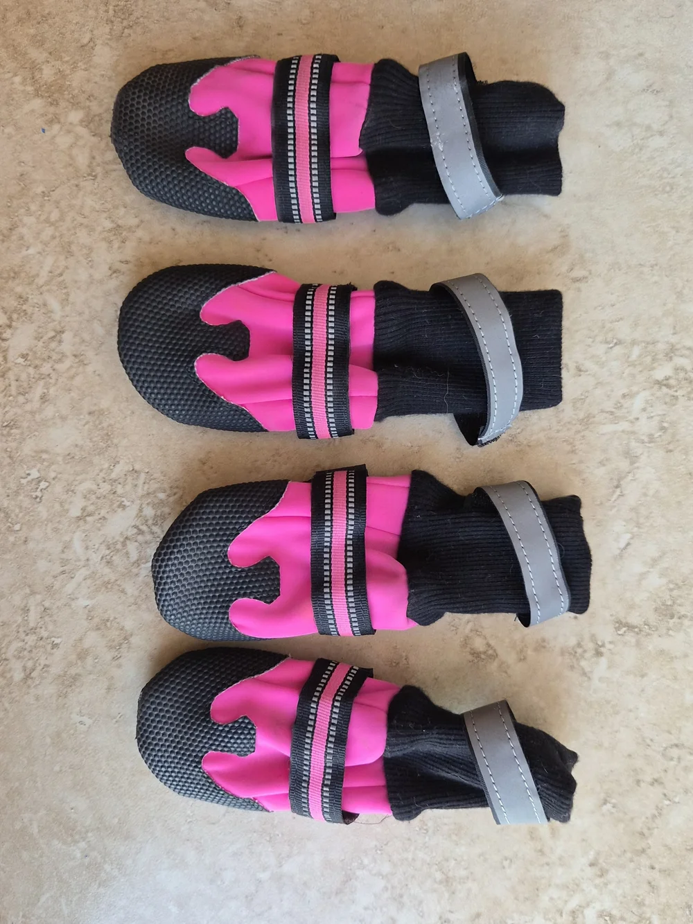 Like-New Pink Waterproof Dog Boots / Paw Protectors w/ Reflective Straps Size M